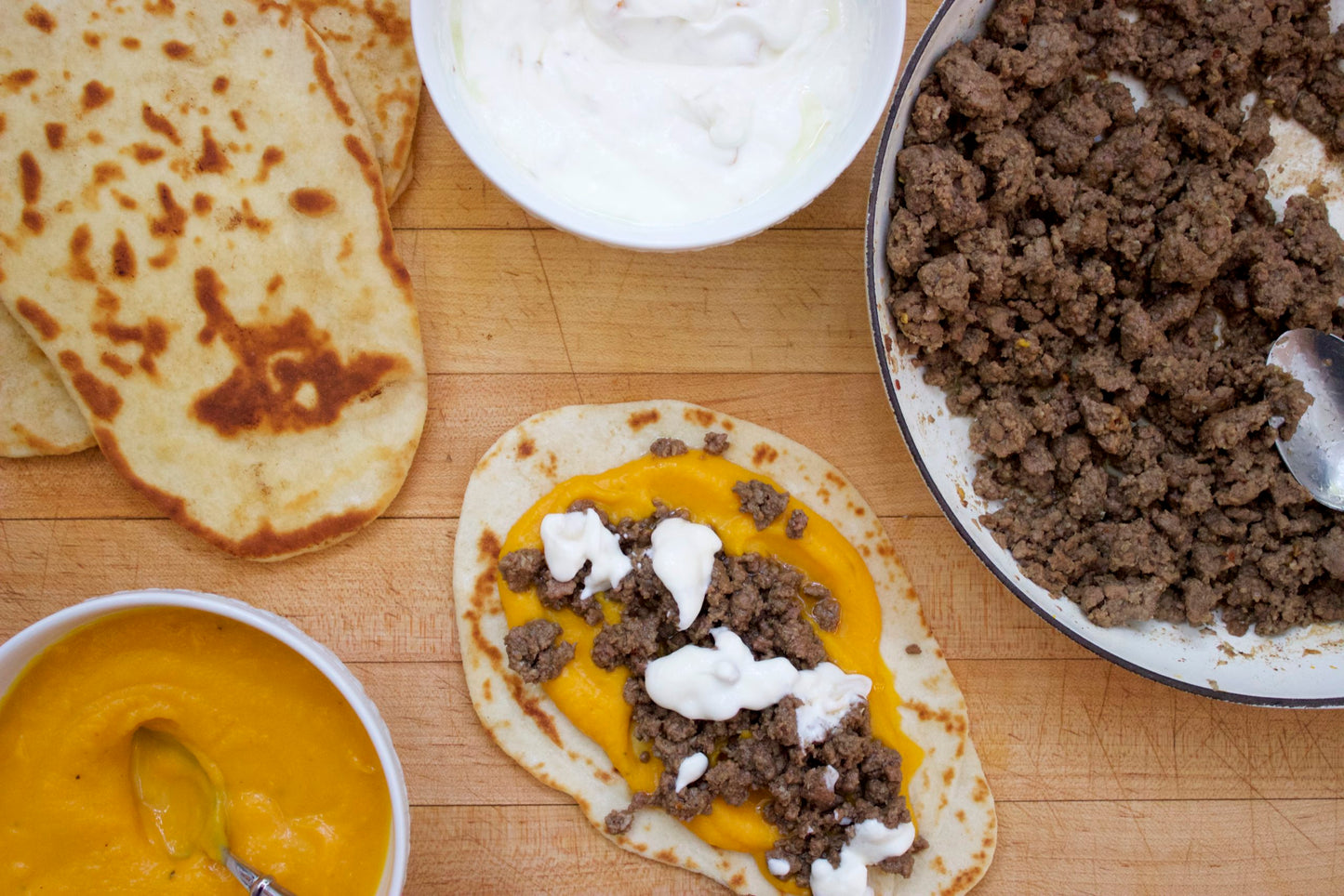 Recipe | Spiced Beef with Butternut and Garlic Raita