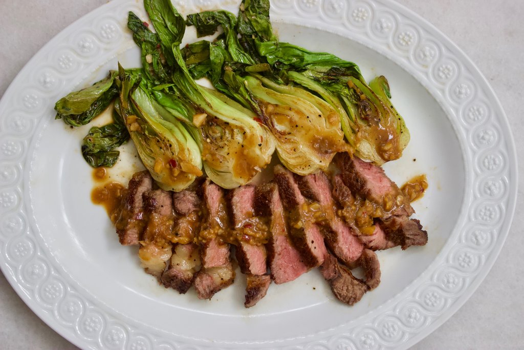 Recipe | Ribeye with Miso-Glazed Bok Choy – Foxhollow Farm