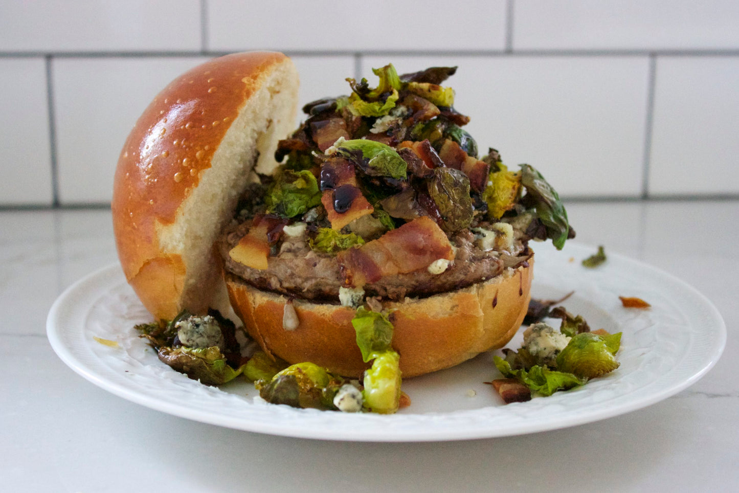Recipe | Brussels Sprout, Bacon, & Bleu Cheese Grassfed Burgers
